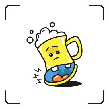 Bir bardak bira renkli karikatür çizimi