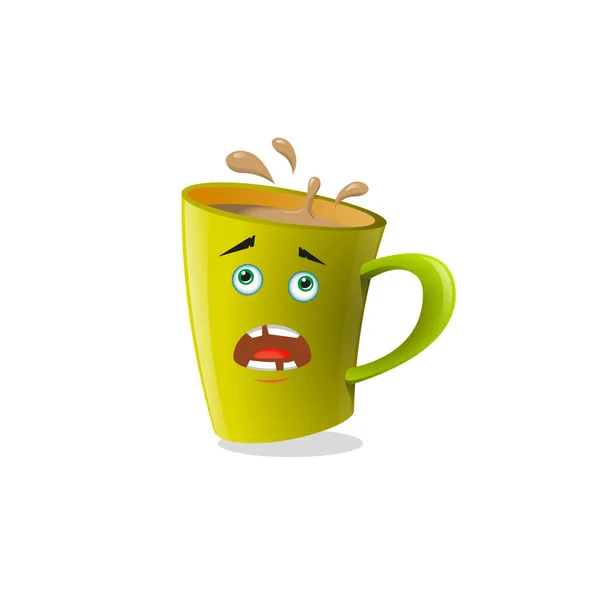 Illustration icon funny yellow cartoon mug that shocked on the white background — Stock Vector