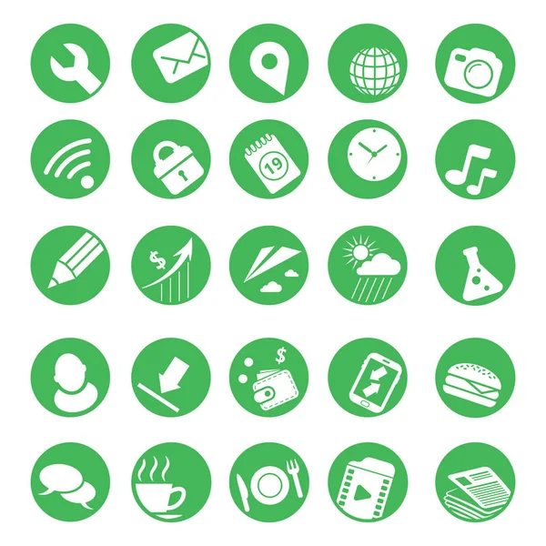 Набір зелений іконок для веб- — стоковий вектор