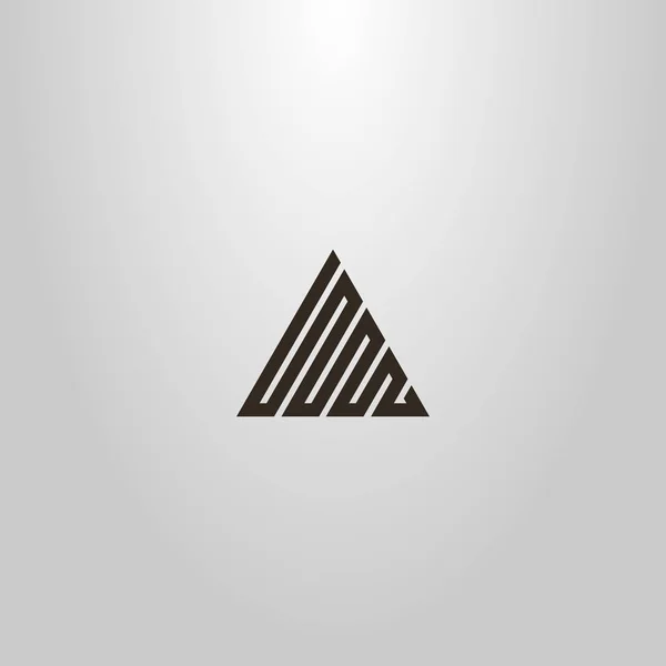 単線三角形の黒と白のシンプルな幾何学的ベクトル線画 — ストックベクタ