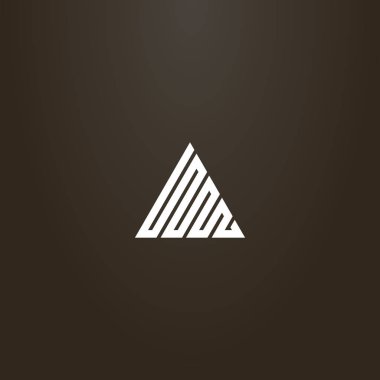 Siyah arka planda beyaz tabela. Tek çizgi üçgeninin basit geometrik vektör çizgisi işareti