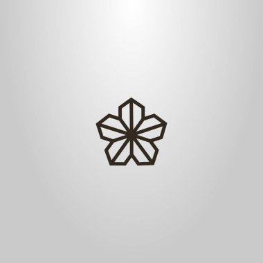 siyah ve beyaz basit vektör çizgisi beş yapraklı çiçeğin geometrik işareti