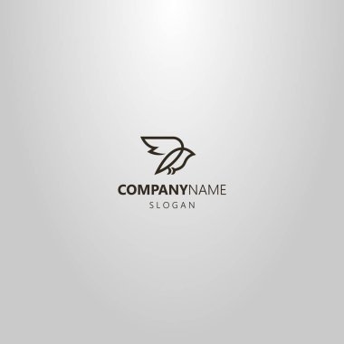 siyah ve beyaz basit vektör çizgisi sanat logosu bir çizgi kuş tarafından çizildi