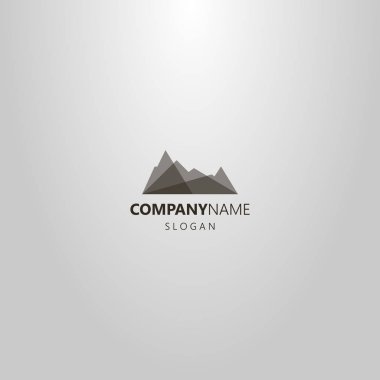siyah ve beyaz basit vektör anahatları kayalık dağların siluetinin şeffaf logosu 