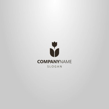 siyah ve beyaz basit vektör düz sanat ana hatları soyut lale silueti logosu 