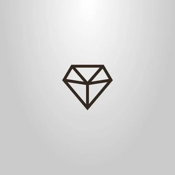 Preto Branco Linha Vetorial Simples Arte Esboço Sinal Diamante Facetado — Vetor de Stock