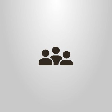 siyah ve beyaz basit vektör düz sanat üç kişinin siluetinin soyut işareti