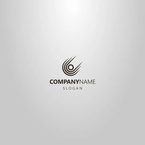 Black White Simple Vector Line Art Logo Falling Comet — ストックベクタ