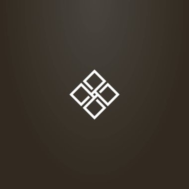 Siyah arka planda beyaz tabela. Dört kare eşkenar dörtgenin basit vektör çizgisi ana hatları