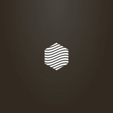 Siyah arka planda beyaz tabela. Dalgalı çizgilerin basit minimalist altıgen işareti