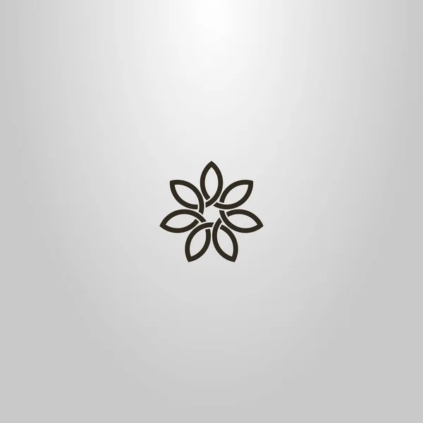 siyah ve beyaz basit vektör çizgisi yedi yapraklı bir çiçeğin sanat işareti