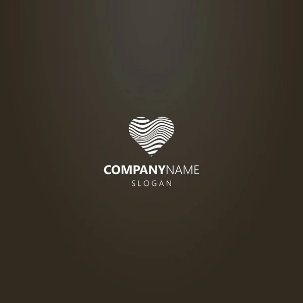 White Logo Black Background Simple Vector Logo Curved Wavy Lines — 스톡 벡터