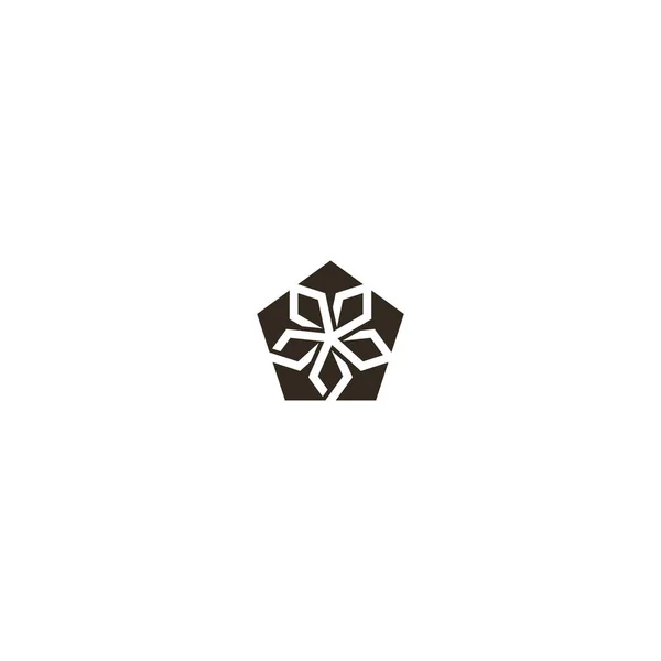Czarny Biały Proste Negatywne Miejsca Wektor Kultowy Znak Pięciokątny Kwiat — Wektor stockowy