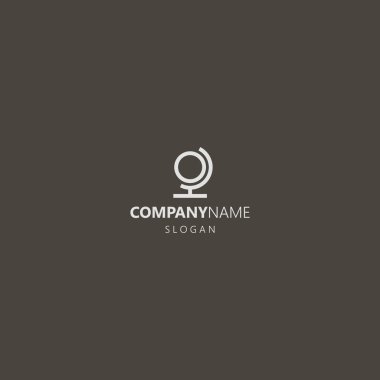 Siyah arka planda beyaz logo. Basit minimalist geometrik çizgili vektör çizgisi. Dünyanın sanat simgesi logosu.