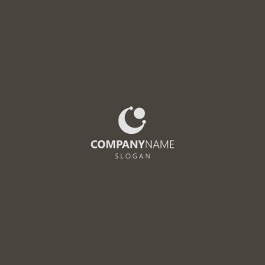 Siyah arka planda beyaz logo. Basit soyut düz sanat vektörü taslak yuvarlak ikonik mücevher logosu