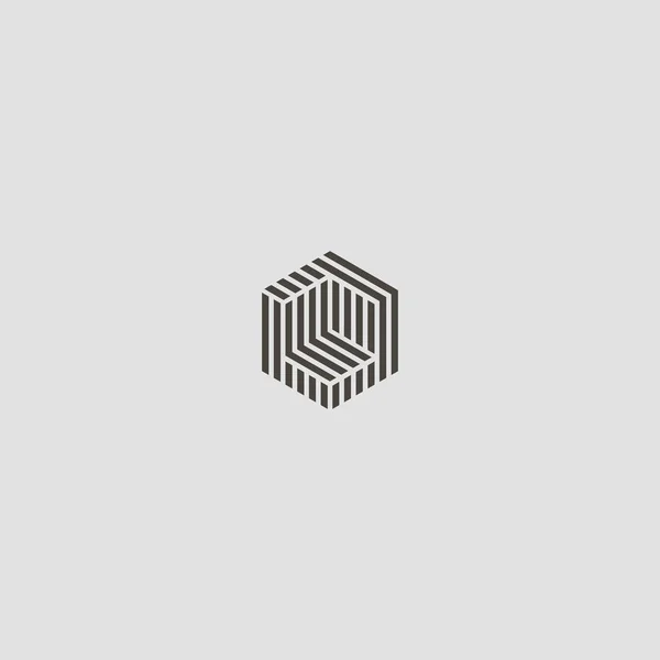 Czarny Biały Prosty Wektor Abstrakcyjny Geometryczny Charakterystyczny Znak Sześciokątnej Konstrukcji — Wektor stockowy