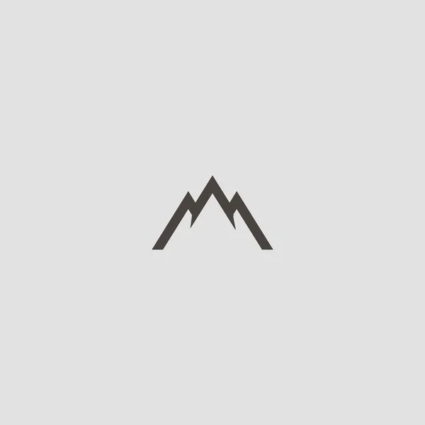 黒と白のシンプルなベクトル幾何学的輪郭が山の峰の象徴です — ストックベクタ