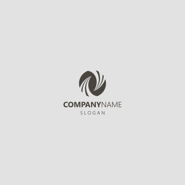 siyah ve beyaz basit vektör geometrik negatif uzay yuvarlak ikonik logosu birbirine doğru iki bükülme
