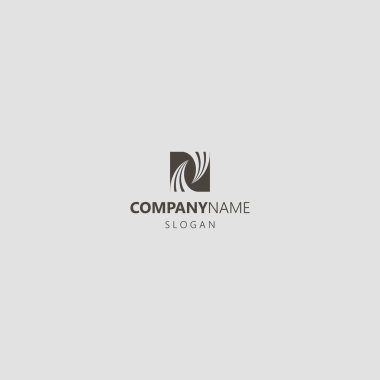 siyah ve beyaz basit vektör geometrik negatif uzay kare ikonik logosu birbirine doğru iki büküm