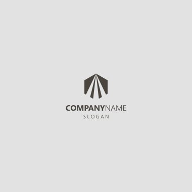 siyah ve beyaz basit vektör geometrik negatif uzay altıgen simgesi yukarı bakan üç konik çizginin logosu