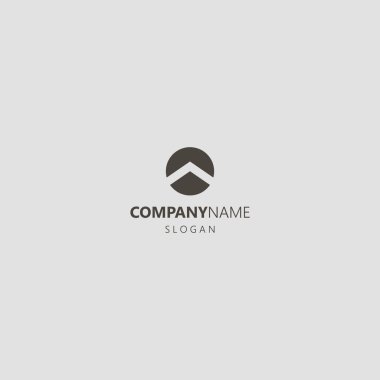 siyah ve beyaz basit vektör geometrik negatif uzay yuvarlak ikonik dağ zirvesi logosu