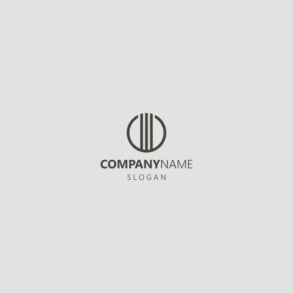 Noir Blanc Simple Vecteur Ligne Art Rond Logo Iconique Trois — Image vectorielle