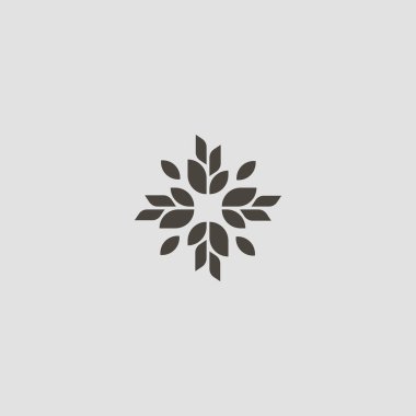 siyah ve beyaz basit vektör düz sanat ana hatları çiçek açan bitkinin yapraklı ve yapraklı ikonik işareti