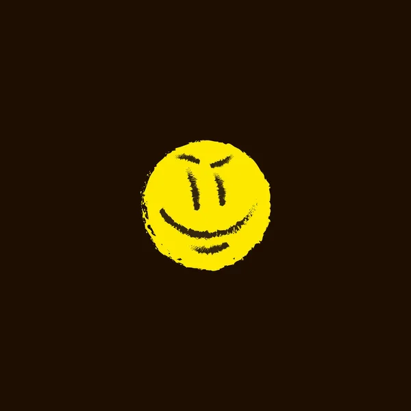 Simple Vector Arte Plano Mano Alzada Emoticono Sonriente Amarillo Sobre — Vector de stock