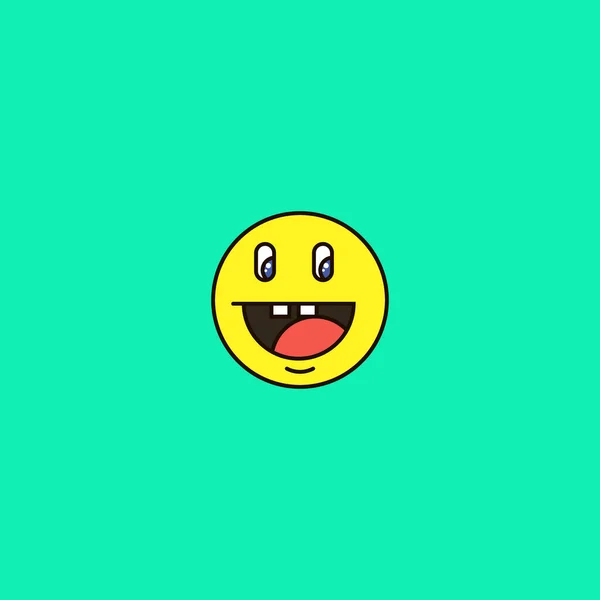 Bunte Einfache Vektor Flache Kunst Rund Emoticon Lächelnd Doppelzahniges Gesicht — Stockvektor