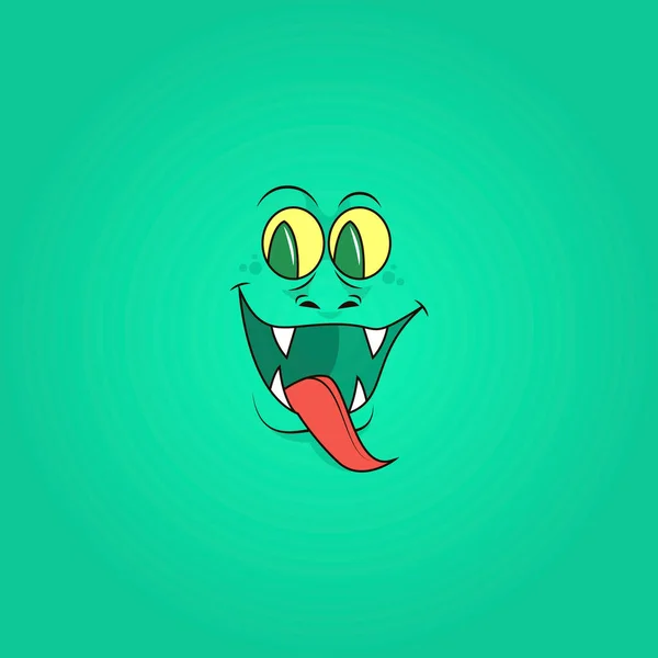 Illustration Art Plat Vectoriel Simple Coloré Visage Souriant Reptile Avec — Image vectorielle