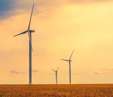 Rüzgar jeneratörü buğday alanları arasında 