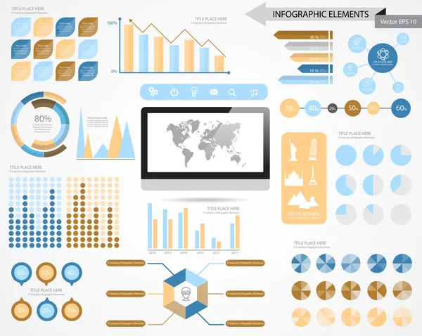 Infografía Elementos y Comunicación Concepto colección — Vector de stock