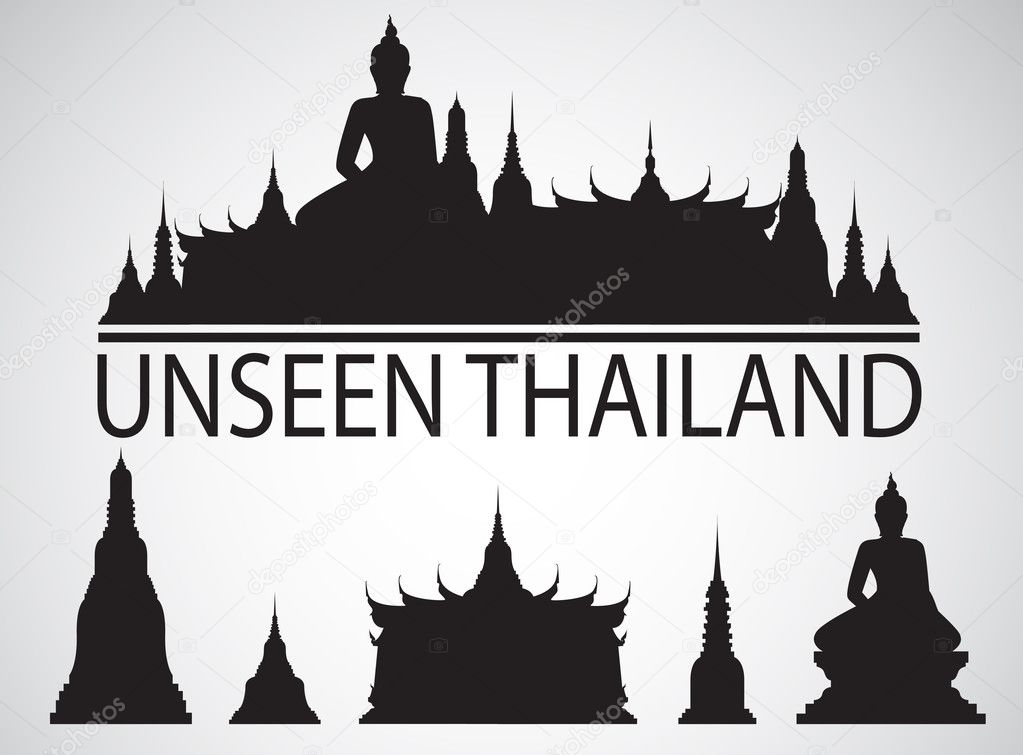 Silhouette Wat in bangkok thailand — Stock Vector © pong-1010@hotmail