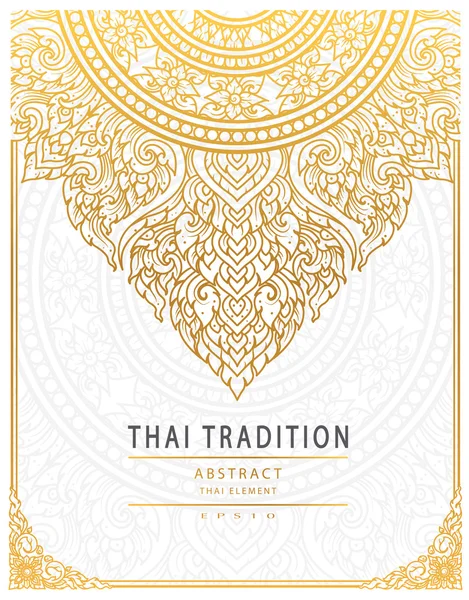 Tailandese elemento di arte tradizionale copertina d'oro — Vettoriale Stock