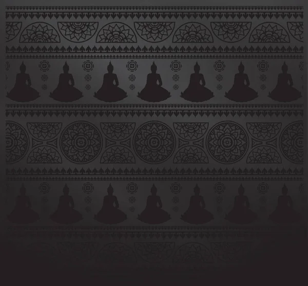 Linea Thai, tradizione colore nero sfondo astratto — Vettoriale Stock