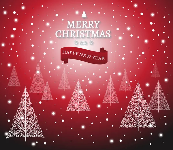 Natal e Ano Novo fundo vermelho com vecto Árvore de Natal —  Vetores de Stock