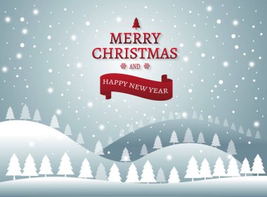 Noel ağacı manzara ile Noel ve yeni yıl arka plan