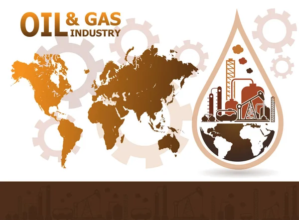 Concept van olie en gas industrie, winning, verwerking — Stockvector