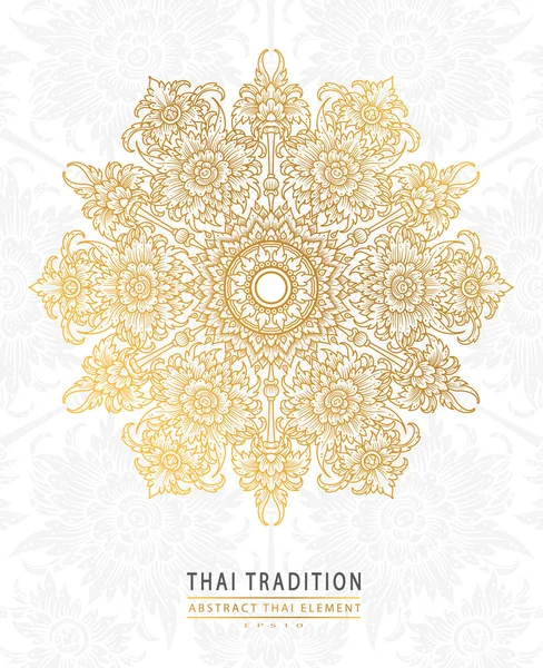 Cubierta elemento de arte tailandés Oro tradicional sobre fondo blanco — Vector de stock