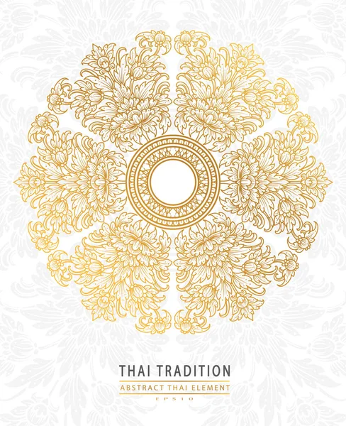 Copertura elemento d'arte thailandese Oro tradizionale su sfondo bianco — Vettoriale Stock