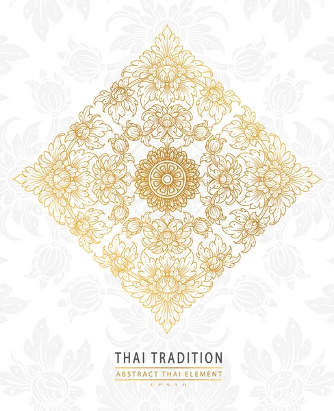 Täcka thailändsk konst element traditionella guld på vit bakgrund — Stock vektor