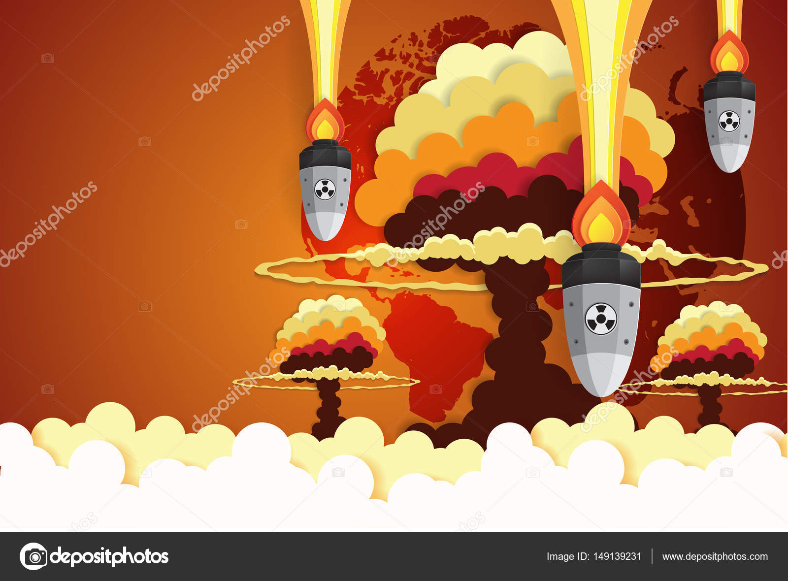 Nuclear war - atom bombs falling on the city,paper art style Stock Vector  by ©pong-1010@hotmail.com 149139231, image size:1600x1180
