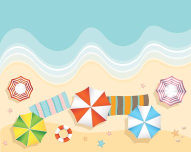 Düz tasarım stili yaz plaj havadan görünümü