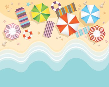 Düz tasarım stili yaz plaj havadan görünümü