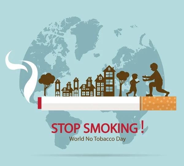 Mundial sin tabaco día concepto deje de Smoking.vector de dibujo — Archivo Imágenes Vectoriales