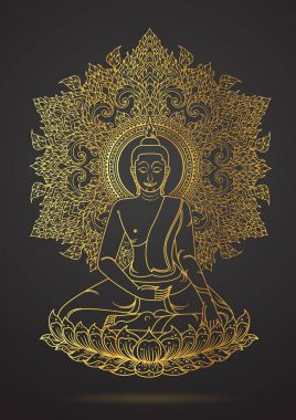lotus altın renkli anahat üzerinde oturan Buda'nın Tay geleneği