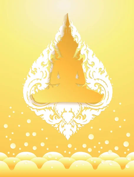 Buddha thai tradition papier coupé sur fond d'eau — Image vectorielle