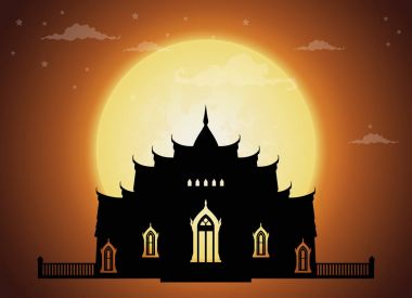 Tapınak Tayland yerler ve yapısı, full moon, seyahat cazibe ve arka plan