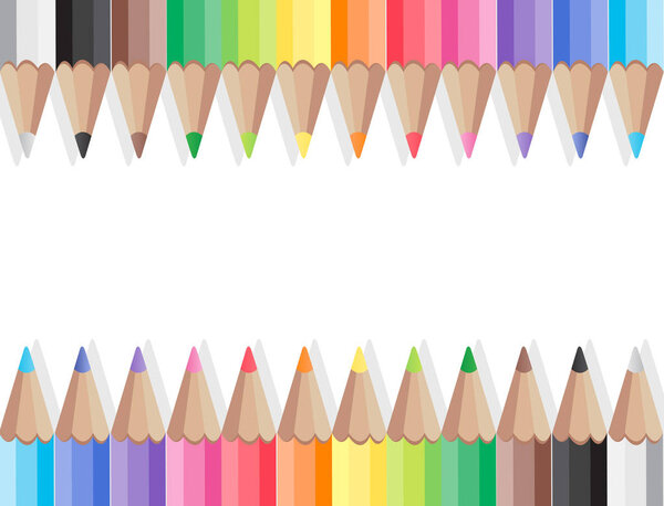 White background with colored pencils,vector