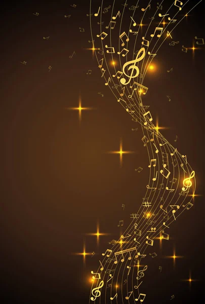 Arka plan ile altın rengi müzik notlar. Vektör çizim